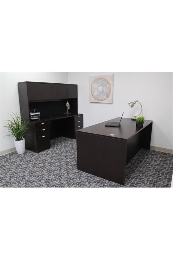 & Co 71" Office Suite with 2 File Pedestas in Mocha