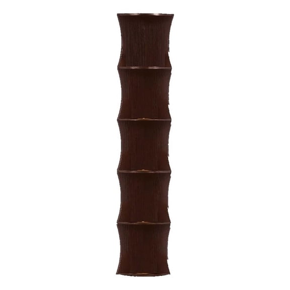 Scranton & Co 77" Tall MDF Corner Bookcase with 5 Shelves in Red Cocoa Brown