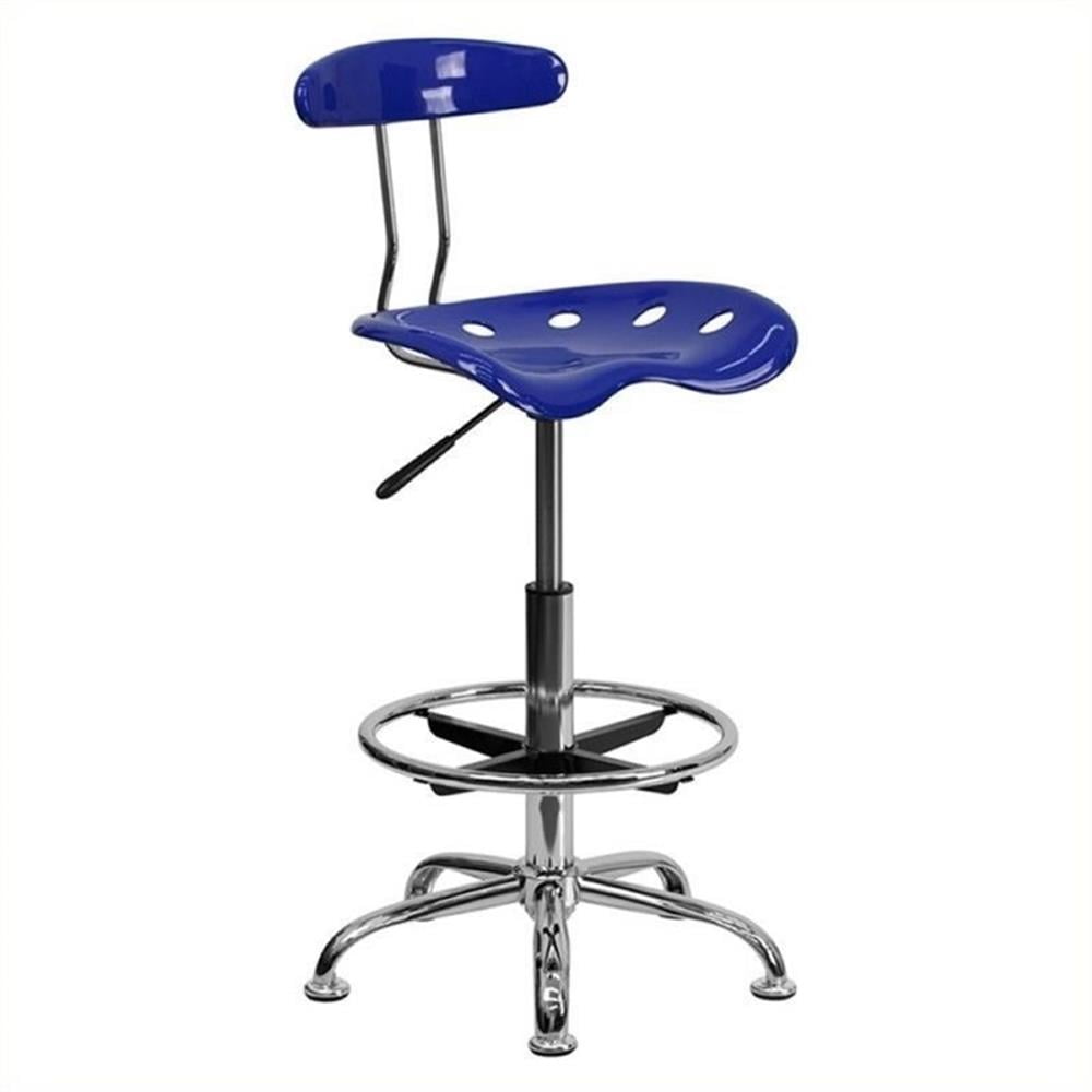 Nautical Blue Adjustable Swivel Metal and Acrylic Drafting Stool