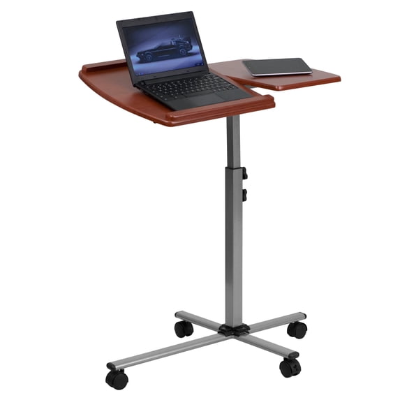 Scranton & Co Adjustable Mobile Laptop Table in Cherry