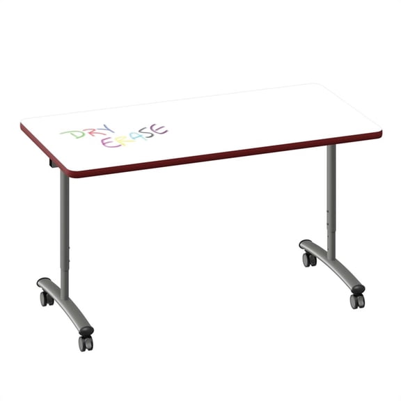 Scranton & Co Adjustable Wood Dry Erase Flip Top Table White 60" x 30"