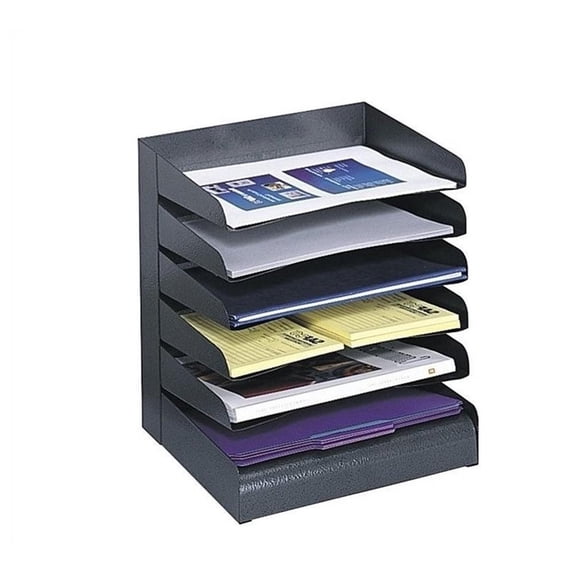 Scranton & Co Black Six Tier Steel Desk Tray