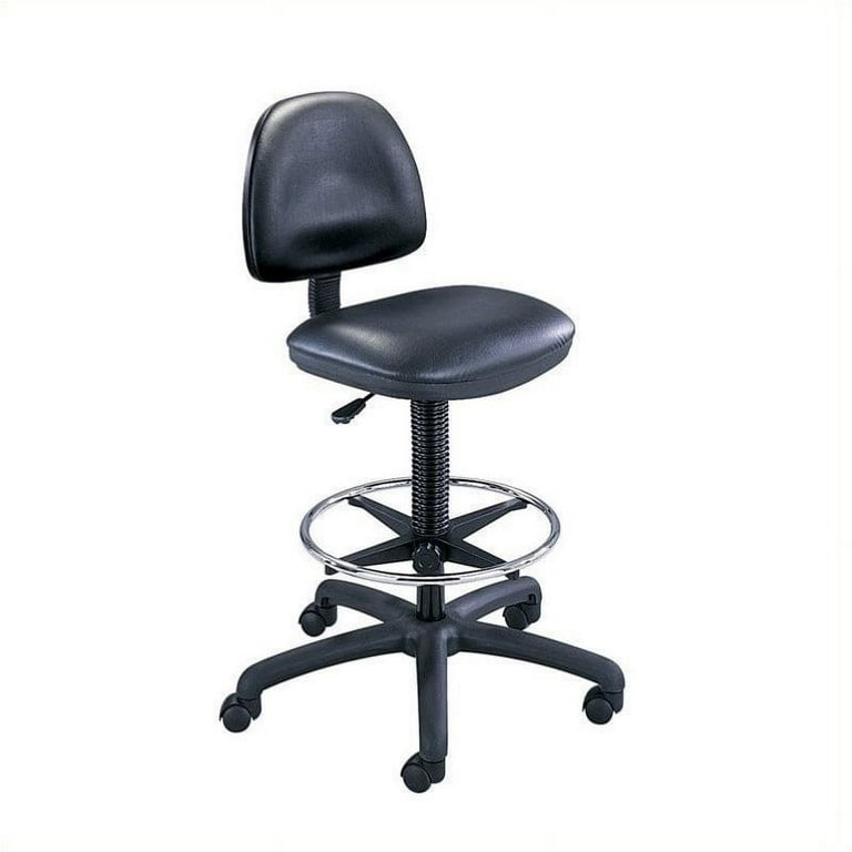 Scranton Co Black Vinyl Drafting Chair with Ring Foot Rest