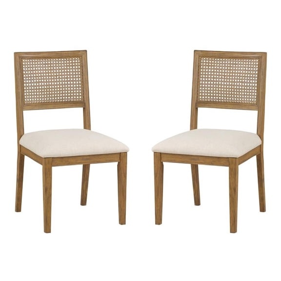 Scranton & Co Cane Back Dining Chair 2 Pack in Linen with Coastal Wash