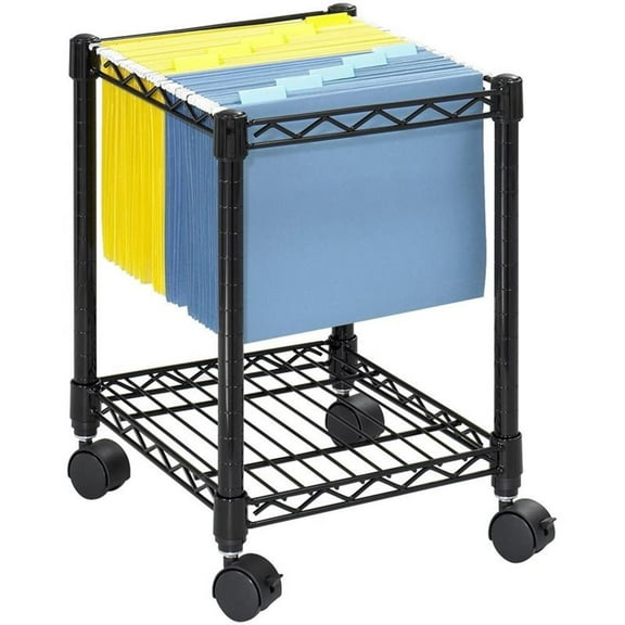 Scranton & Co Compact Metal Mobile File Cart in Black