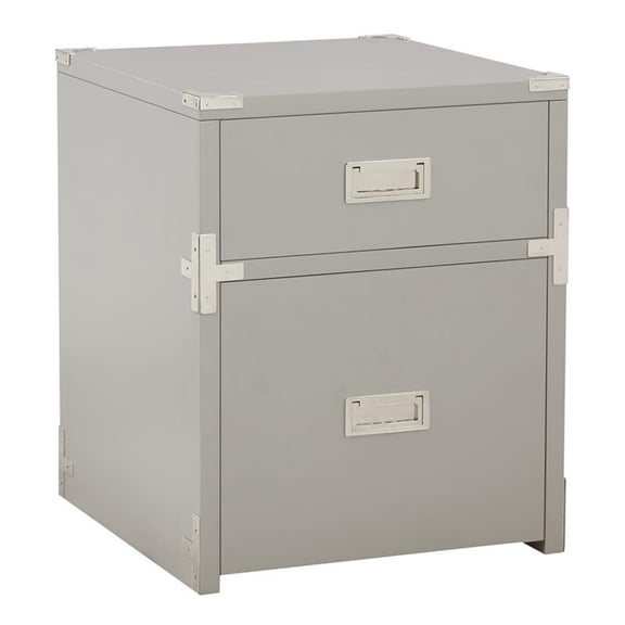Scranton & Co Contemporary 2-Drawer File Cabinet in Gray - Campaign Style