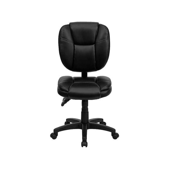 Scranton & Co Contemporary Faux Leather Mid-Back Ergonomic Task Chair in Black