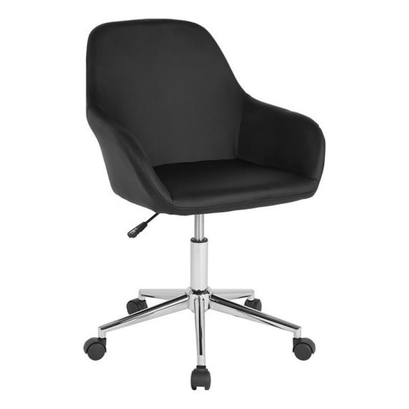 Scranton & Co Contemporary Faux Leather Mid-Back Swivel Office Chair in Black