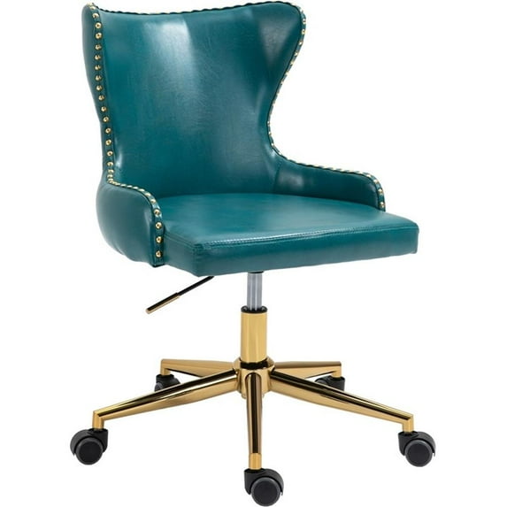 Scranton & Co Contemporary Faux Leather Swivel Adjustable Office Chair in Blue