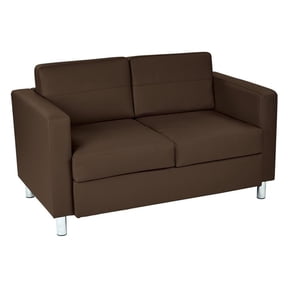Scranton & Co Contemporary Loveseat in Java Brown Faux Leather