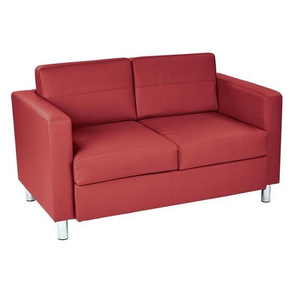 Scranton & Co Contemporary Loveseat in Lipstick Red Faux Leather