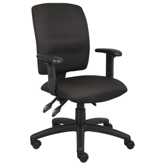 Scranton & Co Crepe Fabric Task Office Chair with Adjustable Arms in Black