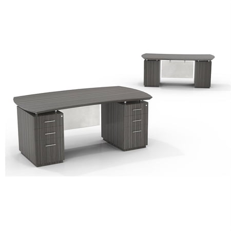 Scranton & Co Double Pedestal Desk with File Cabinet