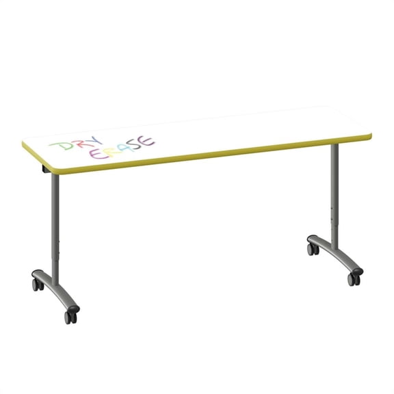 Scranton & Co Dry Erase Flip Top Table White Wood Laminate Adjustable