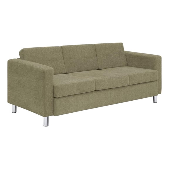 Scranton & Co Easy-Care Sofa in Sea Green Fabric with Chrome Finish Legs