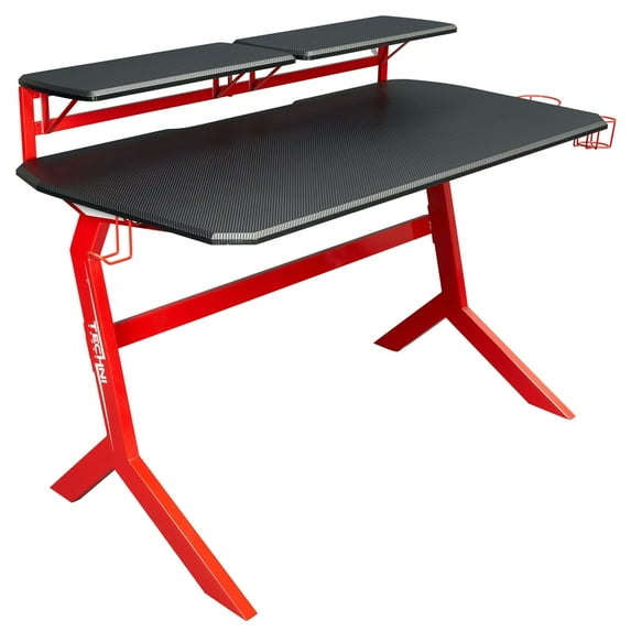 Scranton & Co Engineered Wood and Steel Frame Stryker Gaming Desk in Red