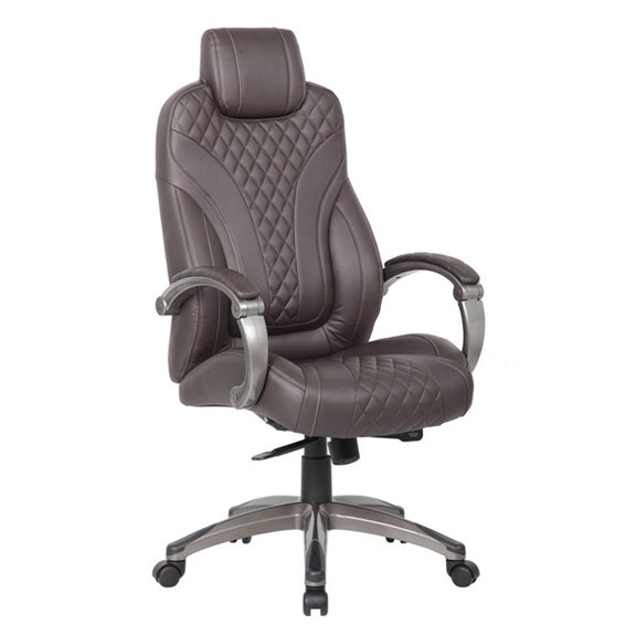 Scranton & Co Executive Hinged Arm LeatherPlus Chair with Synchro-Tilt in Brown