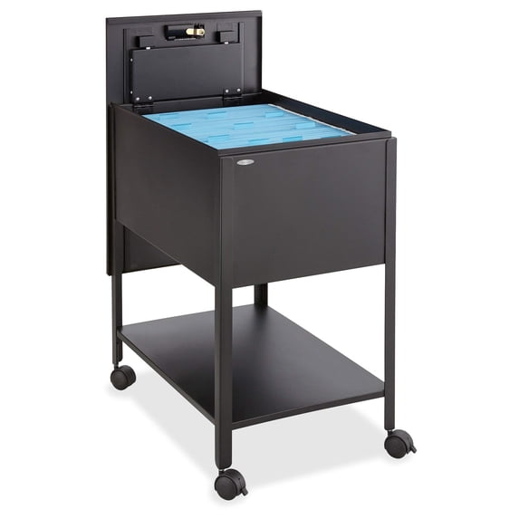 Scranton & Co Extra Deep 1 Drawer Legal Mobile Metal Tub File with Lock in Black