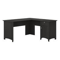 Scranton & Co Farmhouse Engineered Wood L Shaped Desk with Storage in Black