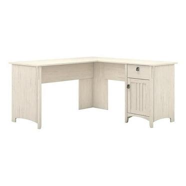 Scranton & Co Farmhouse Engineered Wood L Shaped Desk with Storage in White