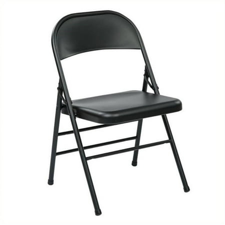 Scranton & Co Folding Chair with Metal Seat and Back in Black
