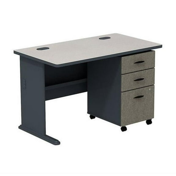 Scranton & Co Furniture 48" Desk with Mobile File Cabinet in Slate