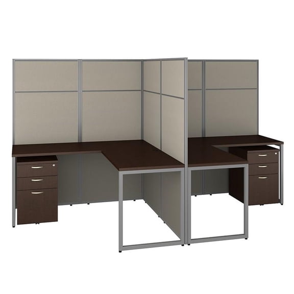 Scranton & Co Furniture 60W 2 Person L Shaped Cubicle with Storage in Brown