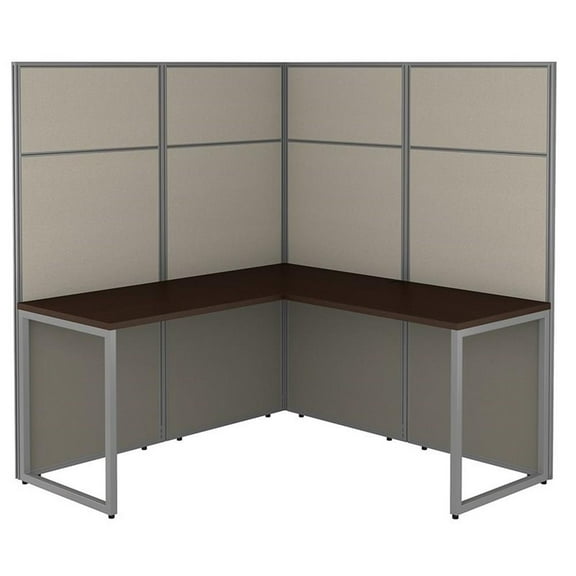 Scranton & Co Furniture 60W L Shaped Cubicle Desk with 66H Panels in Brown