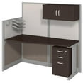 thumbnail image 1 of Scranton & Co Furniture 65W x 33D Cubicle Workstation with Storage in Cherry, 1 of 8