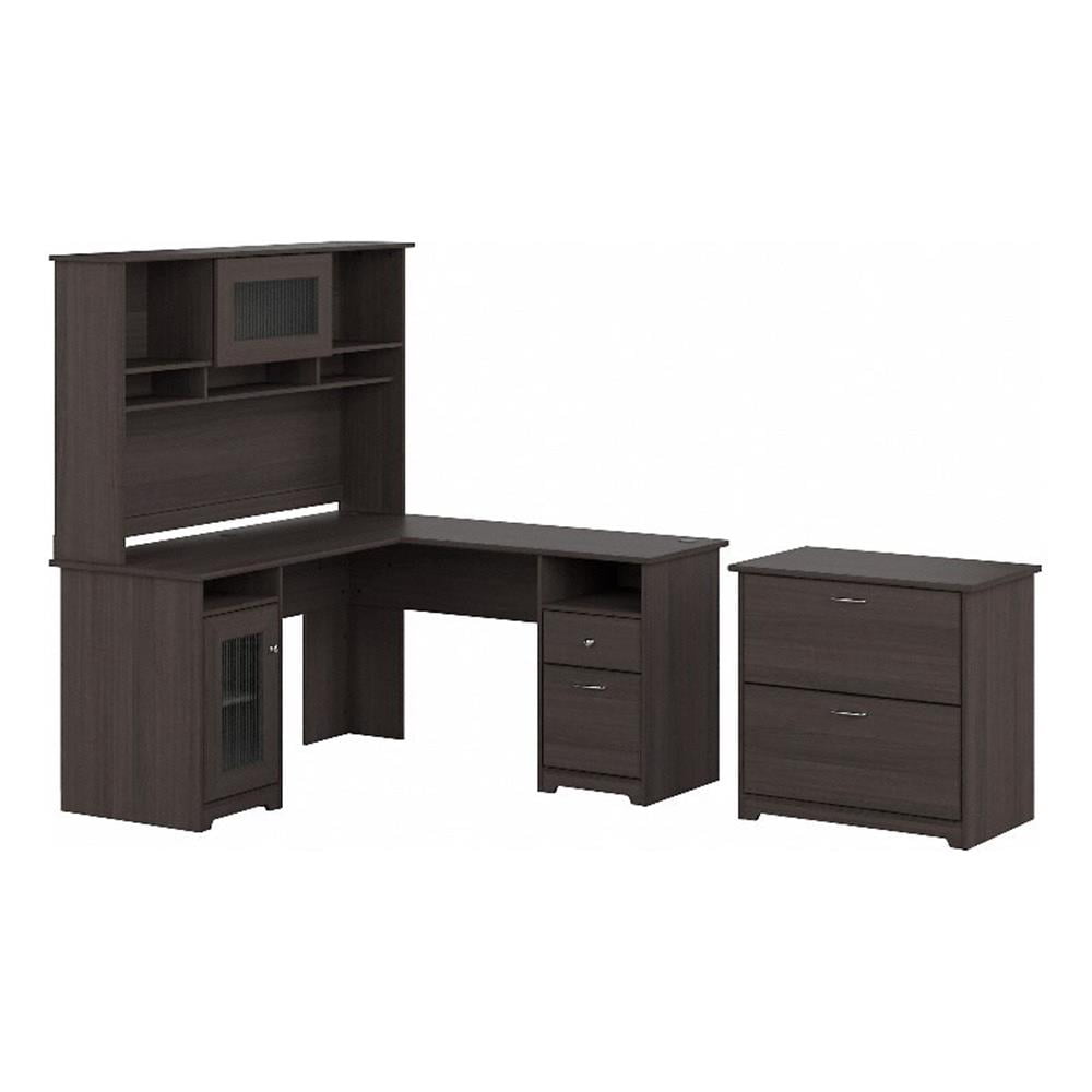 Scranton & Co Furniture Cabot L Shaped Desk with Hutch & File Cabinet ...