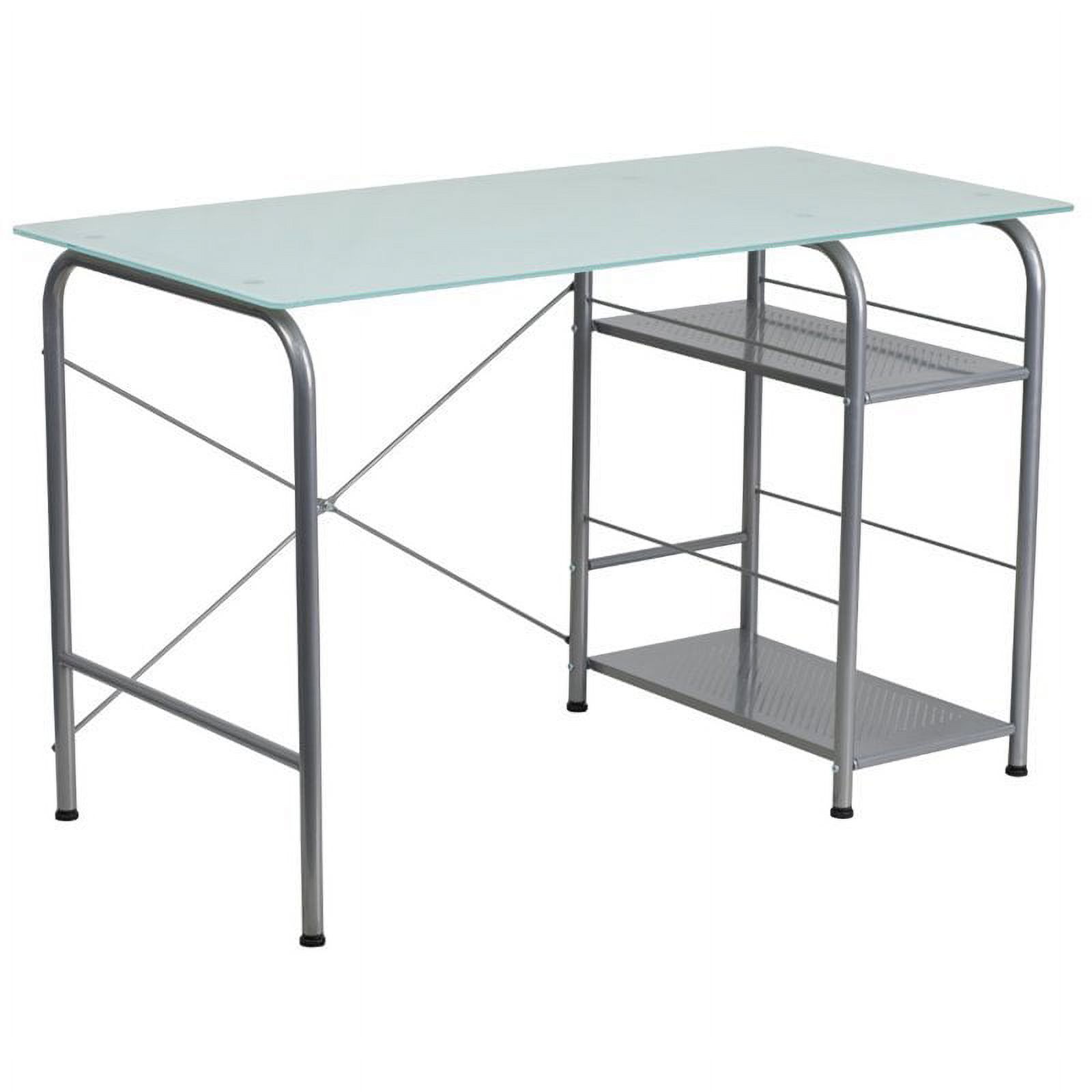 Scranton & Co Glass Top Home Office Desk in Silver