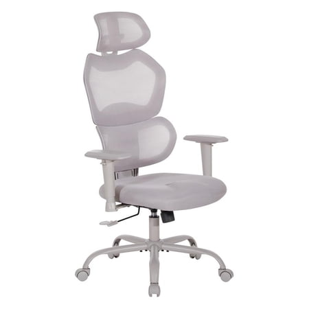 Scranton & Co Grey Fabric Seat Manager's Chair with Adjustable Headrest