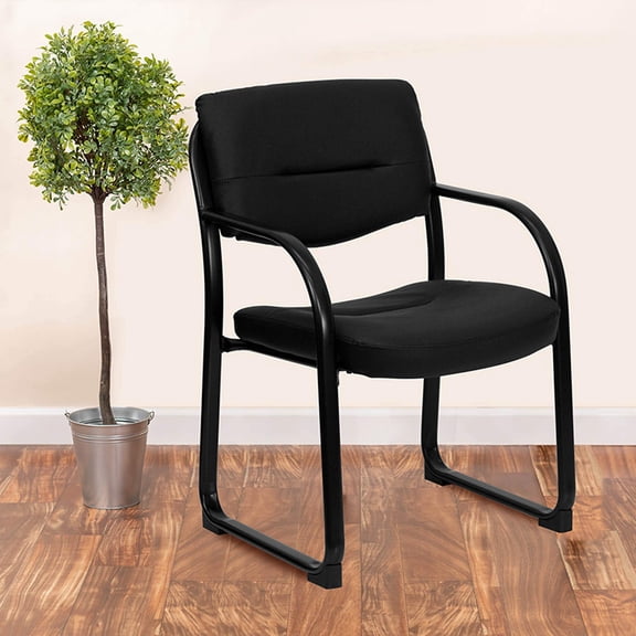 Scranton & Co Leather Executive Side Guest Chair in Black