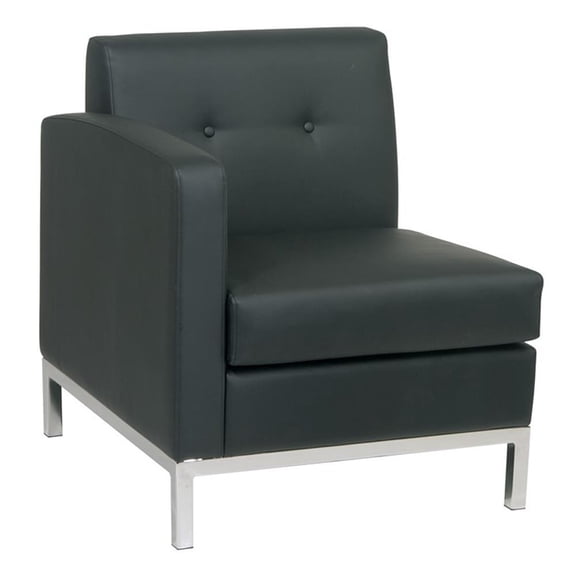 Scranton & Co Left Arm Facing Black Faux Leather Modular Armchair