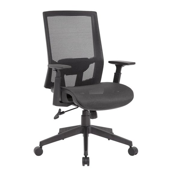Scranton & Co Mesh Back Task Chair with Synchro-Tilt & Adjustable Arms in Black