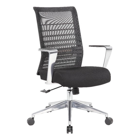 Scranton & Co Mesh Back Task Chair with Synchro-Tilt and Aluminum Base in Black