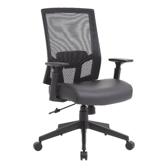 Scranton & Co Mesh Back Vinyl Task Chair with Synchro-Tilt in Black