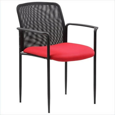 Scranton & Co Mesh Fabric Upholstered Stackable Guest Chair in Red