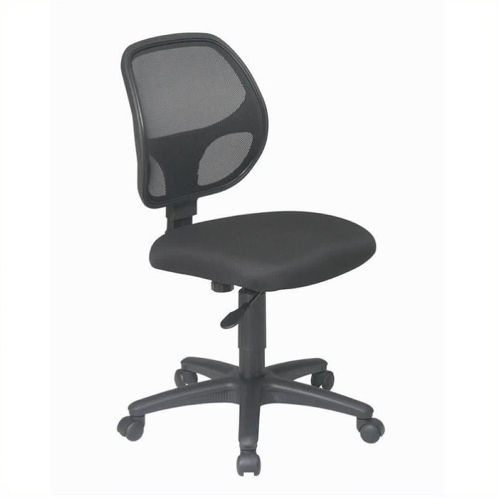 Black Mesh and Fabric Armless Task Office Chair