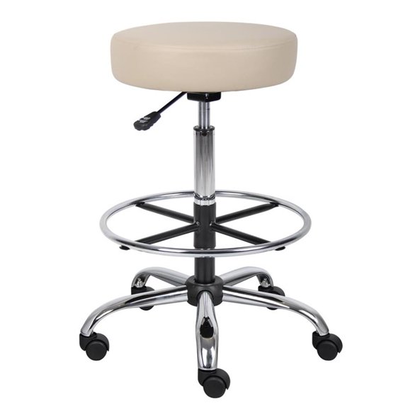 Scranton & Co Microbe-Resistant Vinyl Medical Stool with Chrome Footring - Beige