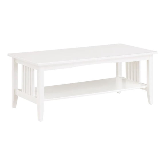 Scranton & Co Mission Style Coffee Table in White Engineered Wood with Shelf