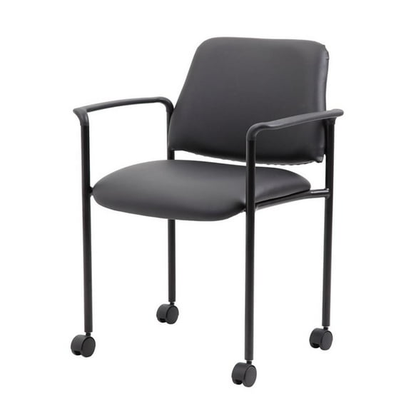 Scranton & Co Modern Stacking Chair with Arm Caressoft in Black