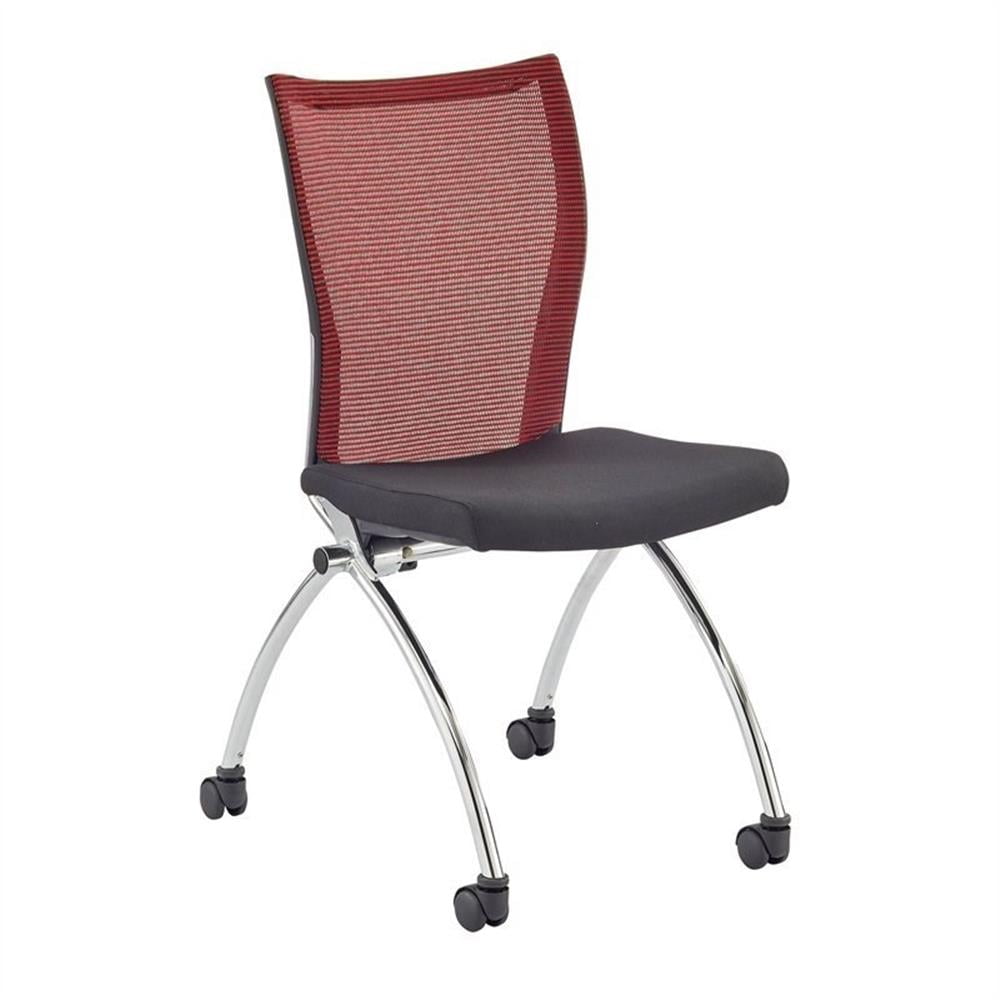 Red and Black High Back Fabric Chair with Chrome Legs