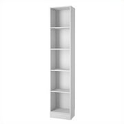 Scranton & Co Modern Wood 5 Shelf Narrow Contemporary Bookcase in White