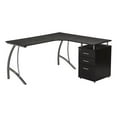 thumbnail image 1 of Scranton & Co Modern Wood L-Shaped Corner Desk with File Cabinet in Espresso, 1 of 9