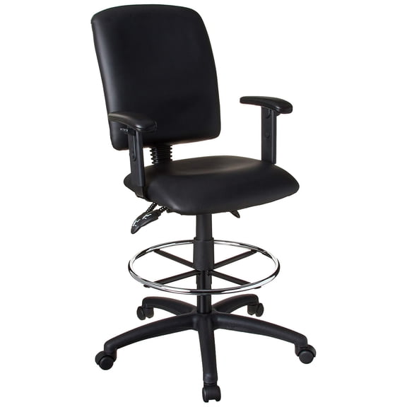 Scranton & Co Multi Function Leather Drafting Stool with Adjustable Arms