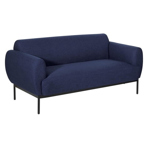 Scranton & Co Navy Fabric Sofa with Black Metal Legs Commercial Grade