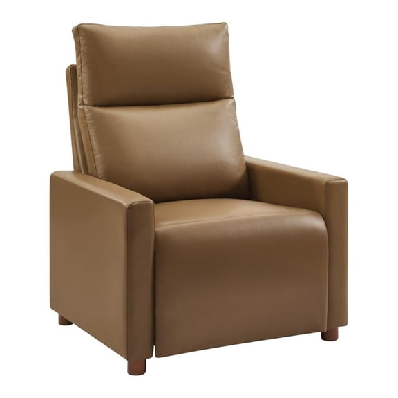 Scranton & Co Pushback Recliner in Saddle Brown Faux Leather