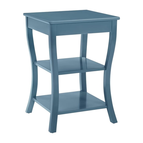 Scranton & Co Round Side Table in Blue Wood Finish with 2 Shelves