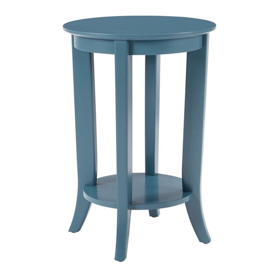 Scranton & Co Round Side Table in Blue Wood Finish with Flared Legs